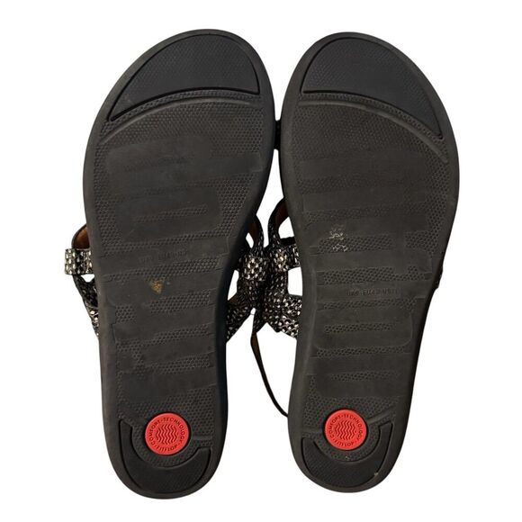 Fitflop Womens Barely Dotted Snake Slingback Sandals Size US 11 Black White - Picture 4 of 9